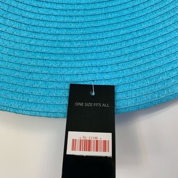 Floppy Straw Sun Hat- 6” Brim- Island Turquoise - Picture 5 of 8